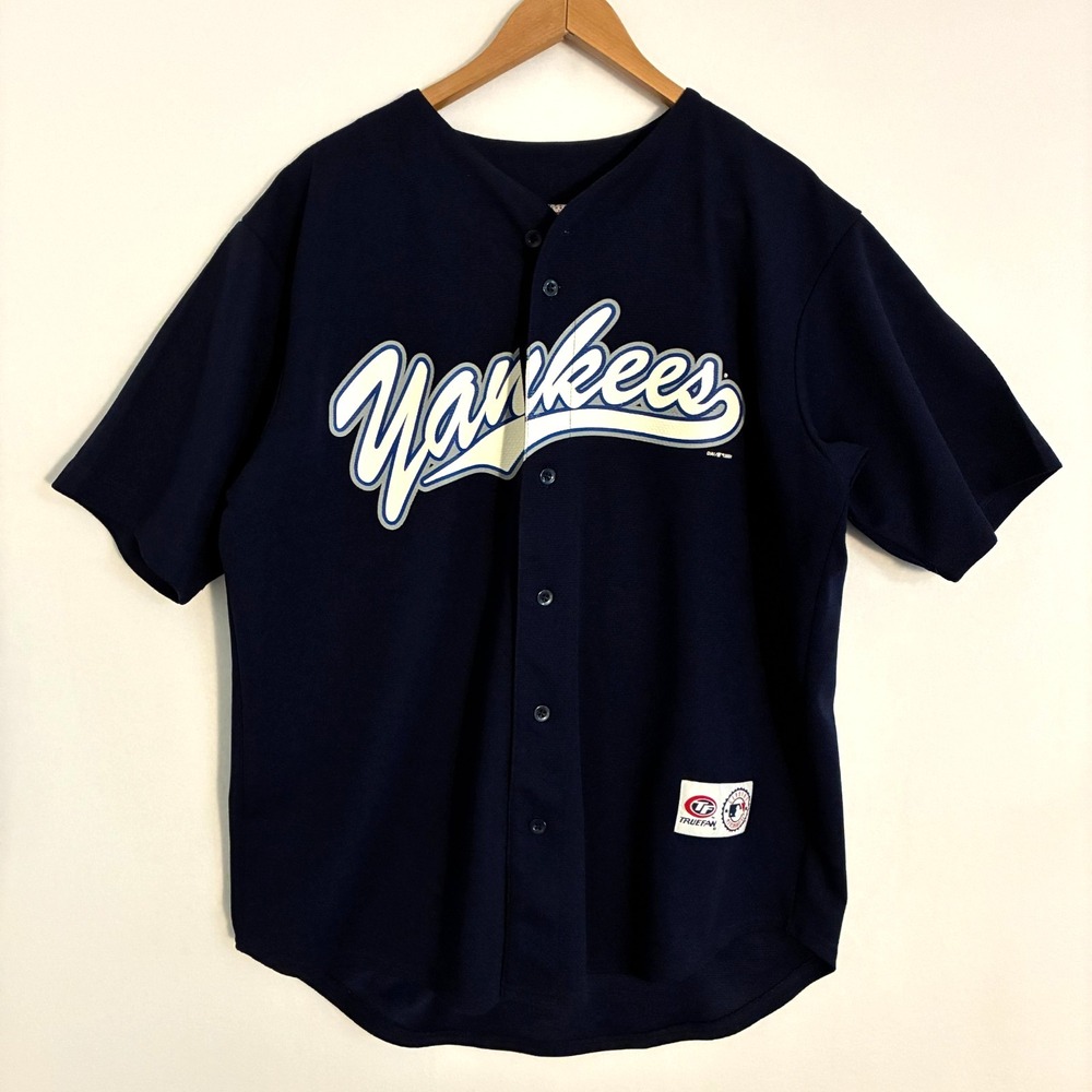 Vtg Y2K New York Yankees Derek Jeter Baseball Jersey Mens Size L True Fan #2
